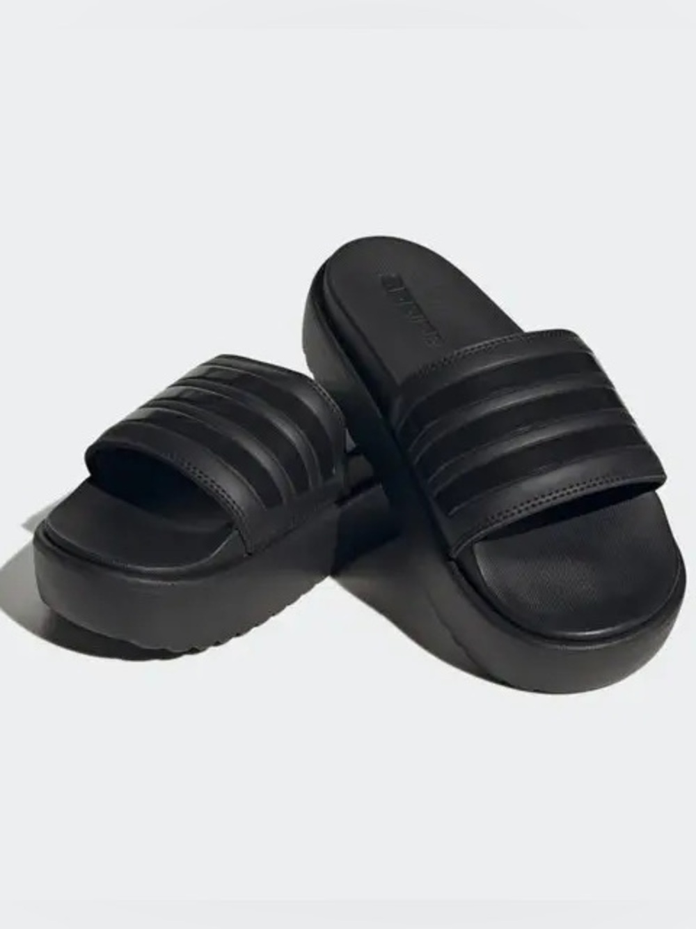 Womens ADIDAS ADILETTE PLATFORM SLIDE BLACK US Women Size 8 Used Once!